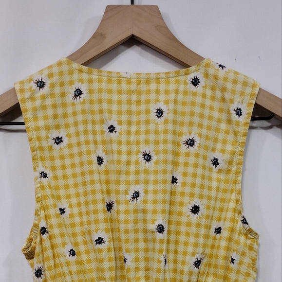 Derek Heart Cutout Tiered Dress Women's S Yellow Retro 90s Y2K Cottagecore Beach - Picture 6 of 8